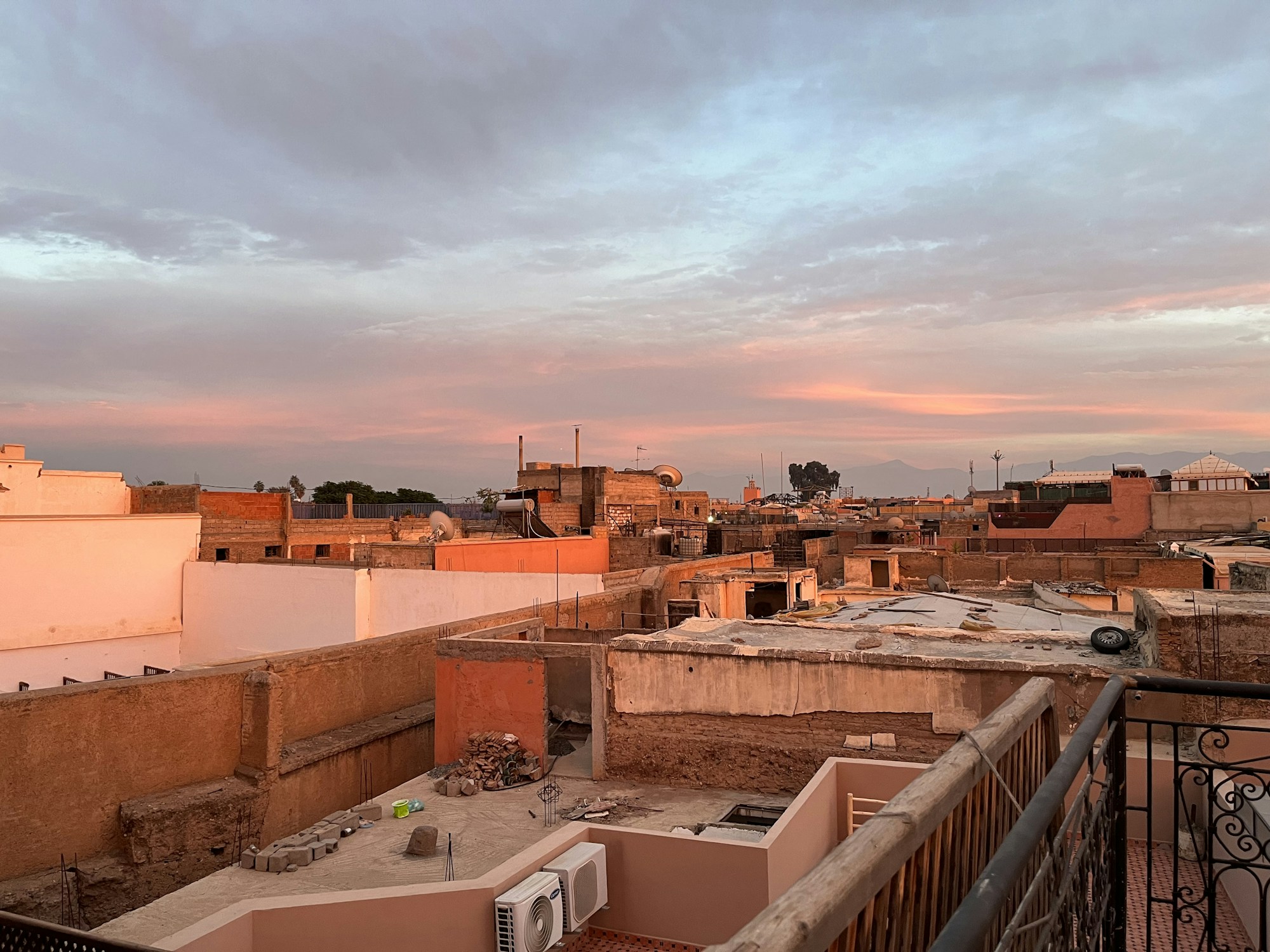 Sunset over the rooftops of the Marrakech medina, Morocco — destination for Rosh Hashana