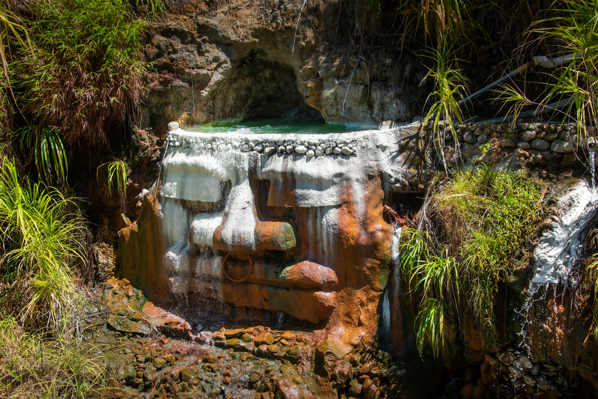 Natural hot spring pools at Titou Gorge on the island of Dominica, Caribbean