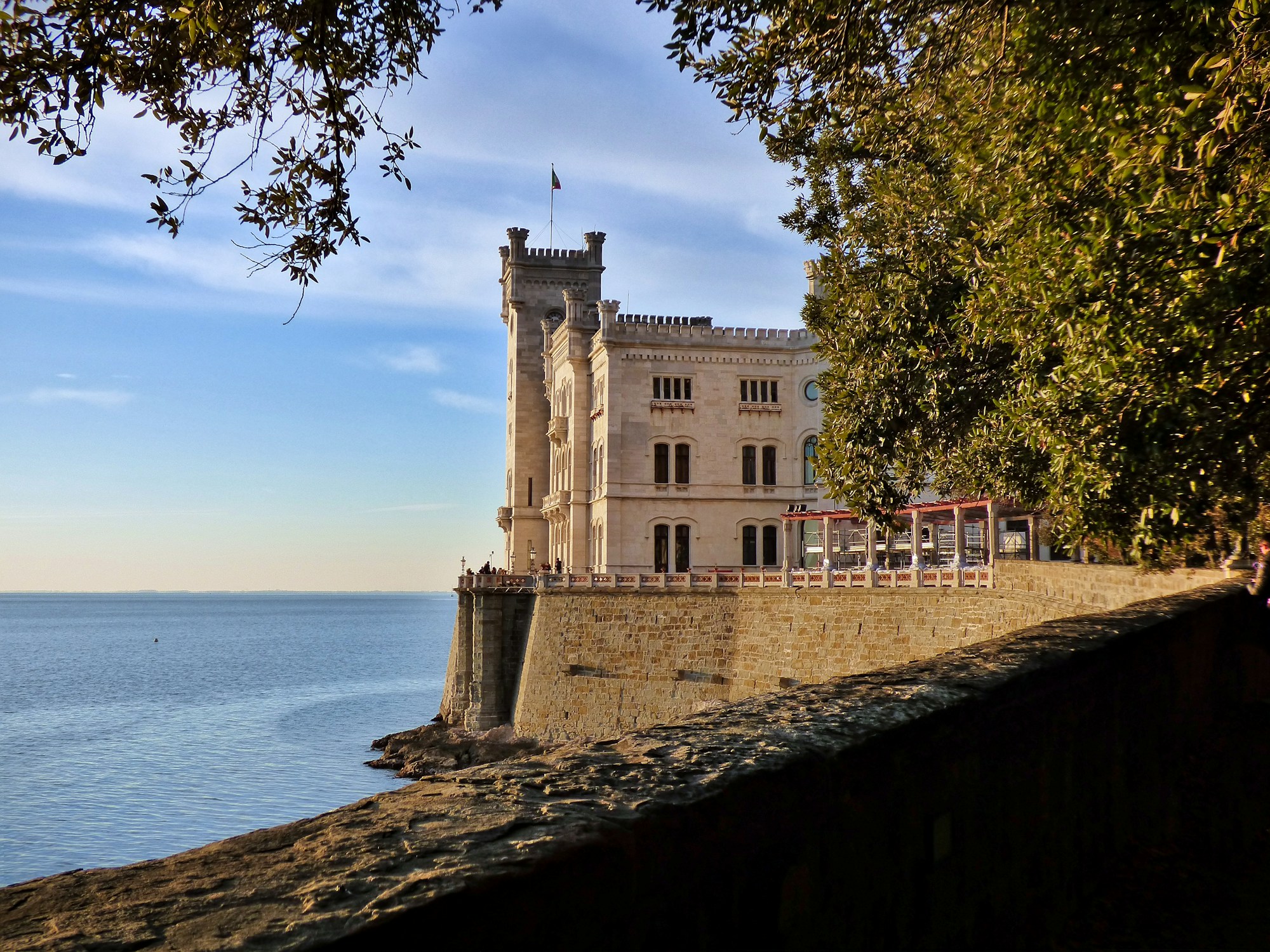 Miramare Castle in Trieste overlooking the Adriatic from the Friuli cliffs