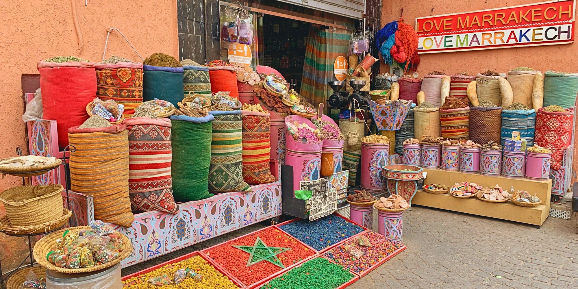 Colorful souk in the Marrakech medina, Morocco