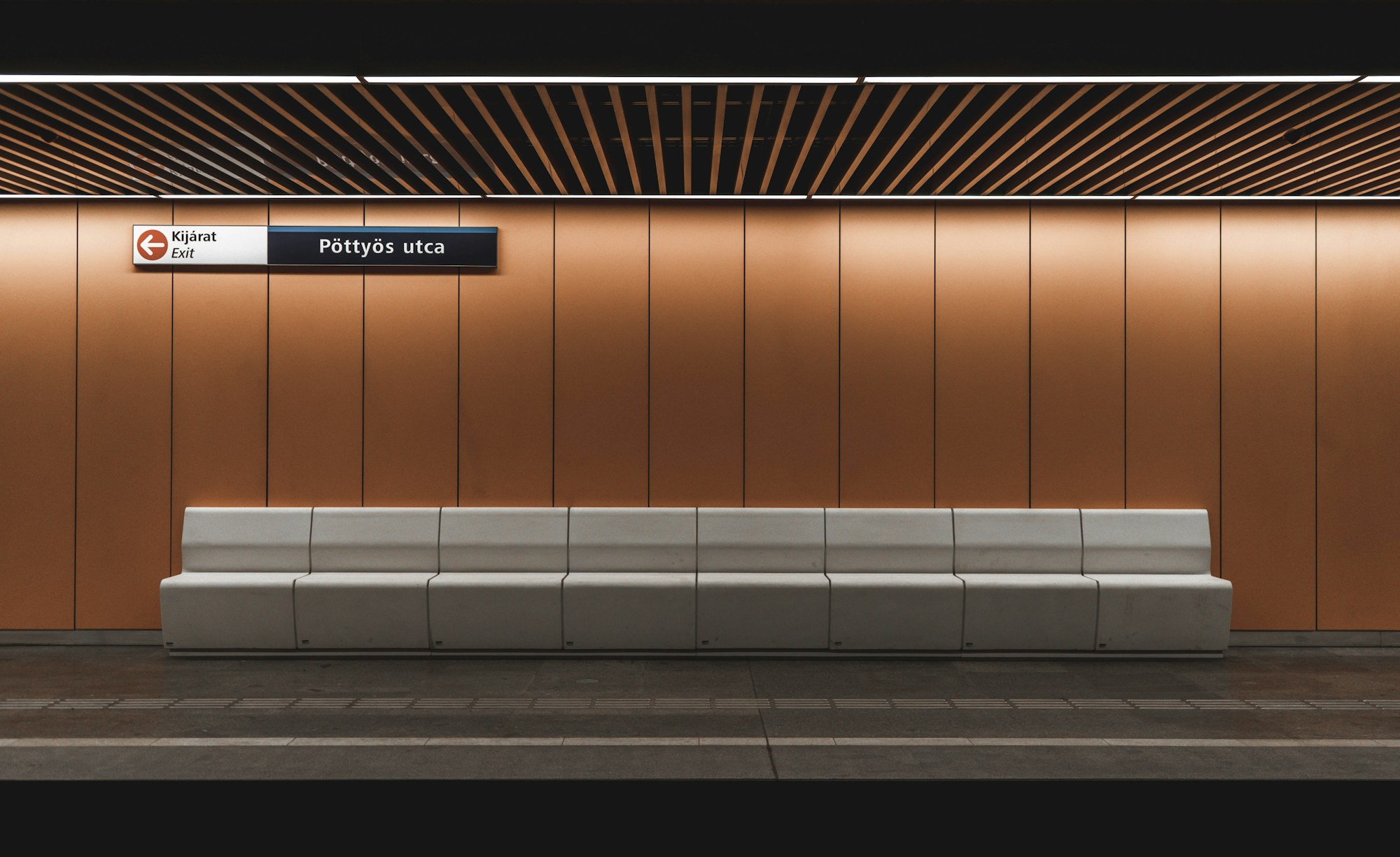 Budapest metro station with M2 line trains — direct access to Puskás Aréna