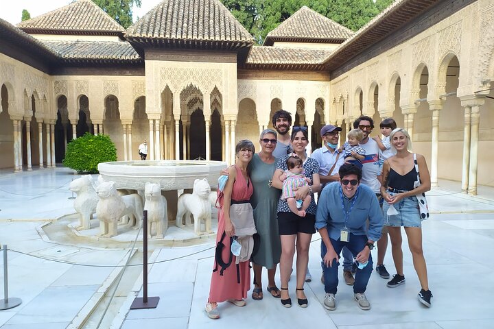 Court of the Lions at the Alhambra seen from a hidden angle during a private tour in Granada