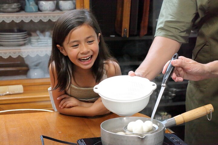 Wagashi nerikiri class Kyoto — Japanese sweets from the Edo period, white bean paste, matcha tea