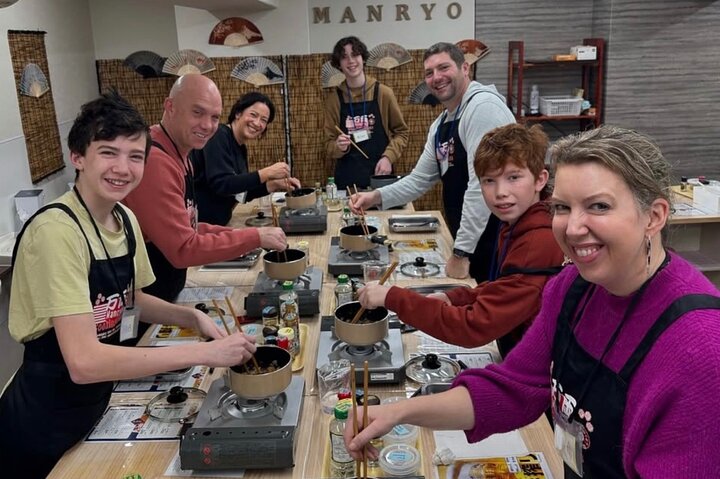 Japanese cooking class ramen gyoza onigiri Kyoto — triple lesson small group max 8
