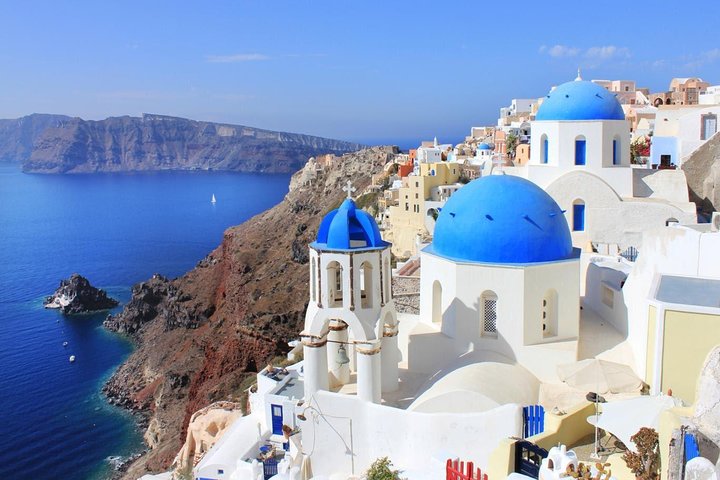 Visite guidée privée de Santorin : village blanc et vue sur la caldeira volcanique