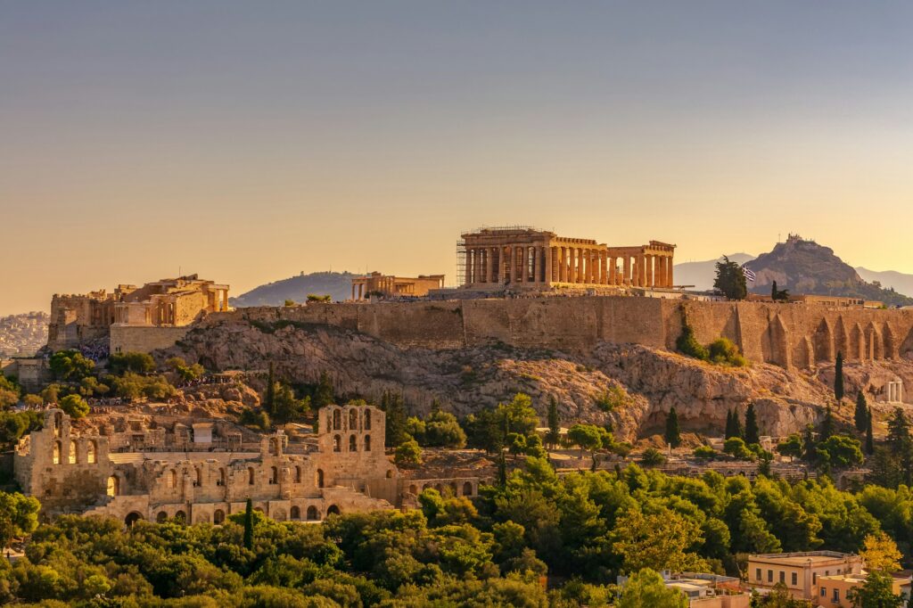Vue panoramique de l'Acropole d'Athènes et du Parthénon