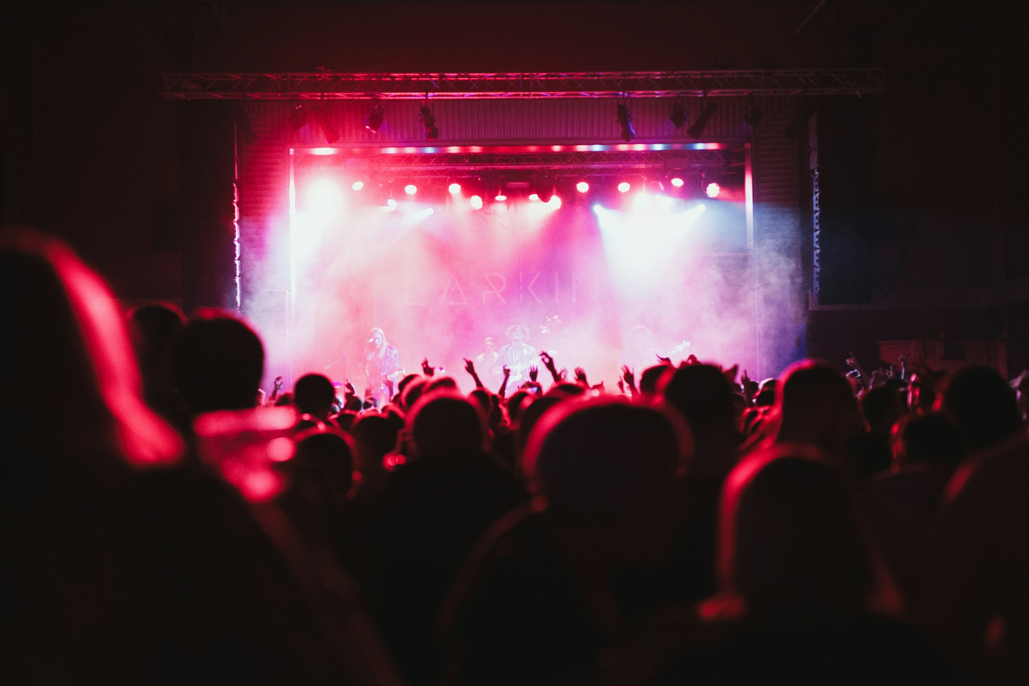 Artista R&B sul palco sotto luci colorate davanti a una folla entusiasta