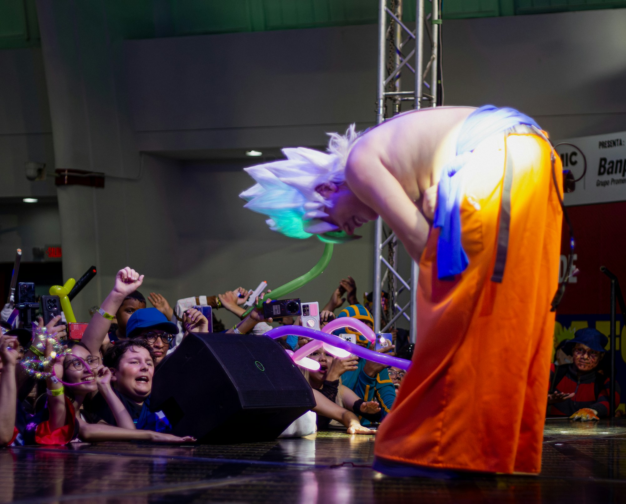 Cosplayers greeting the crowd at a pop culture convention