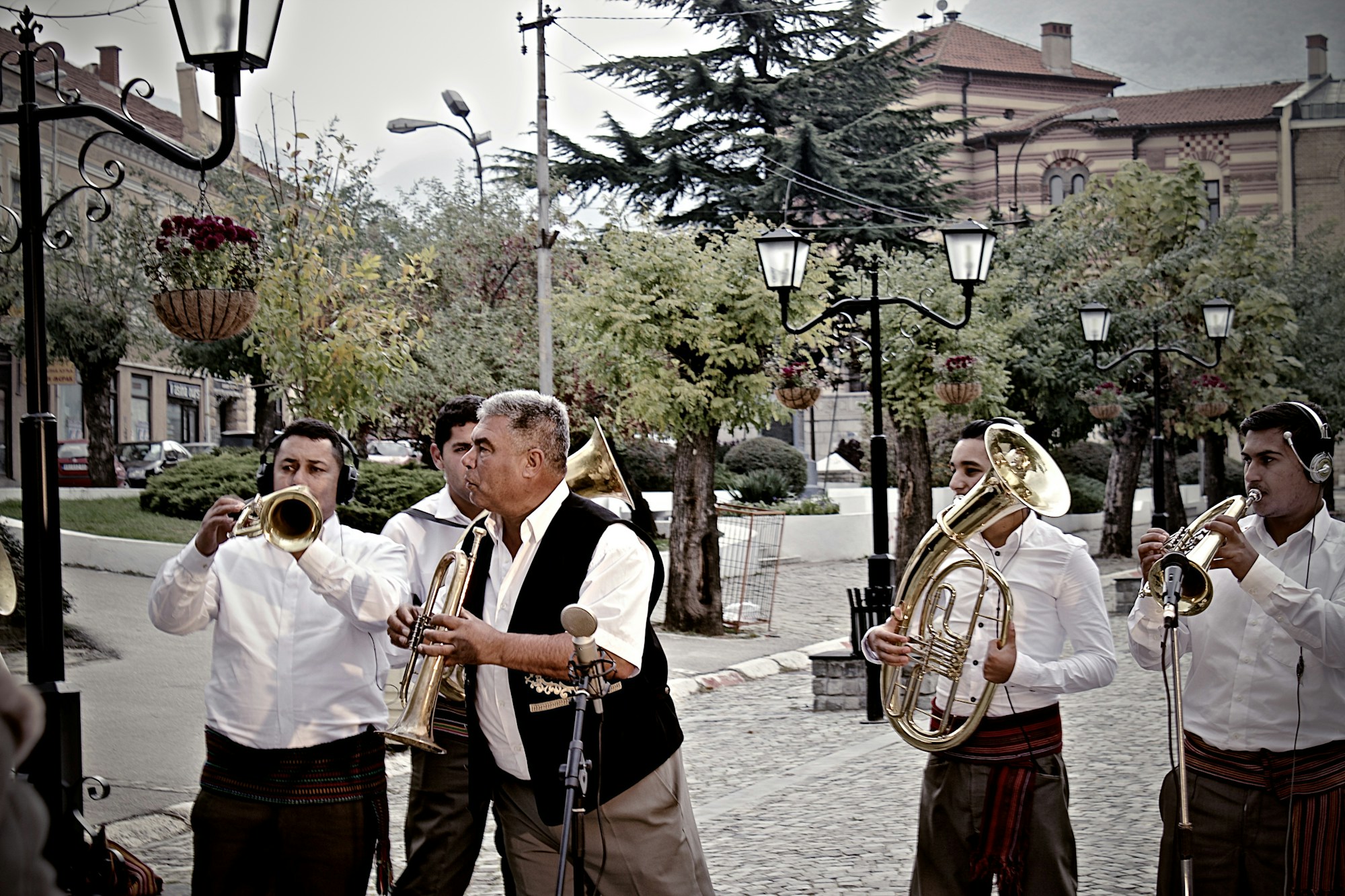 Serbian brass orchestra performing in the streets of Vranje