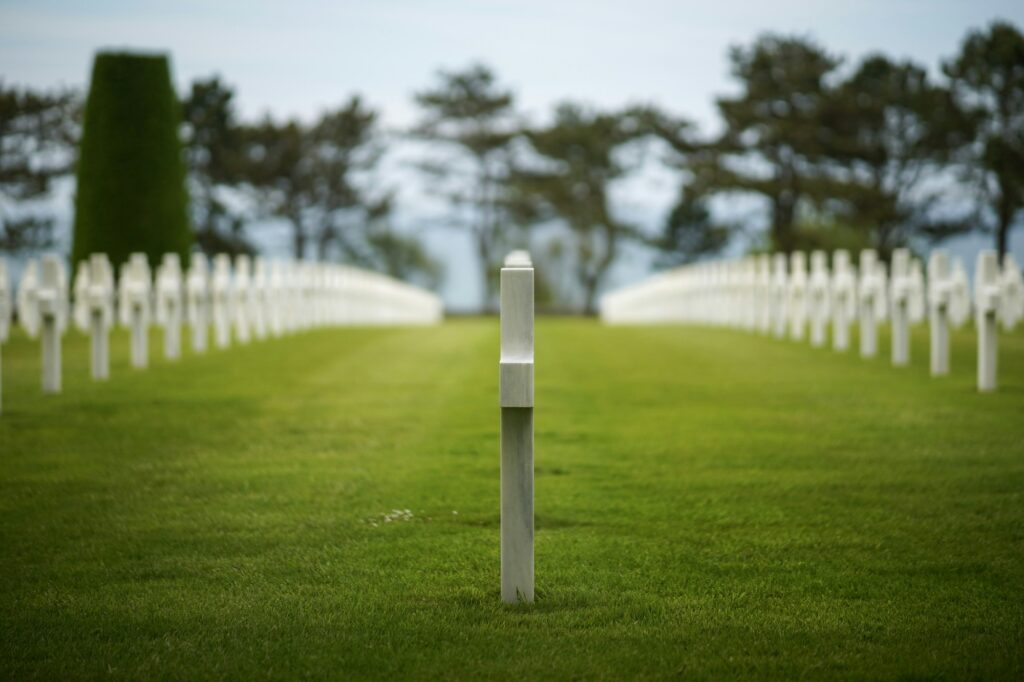 Cimetière américain de Colleville-sur-Mer surplombant Omaha Beach