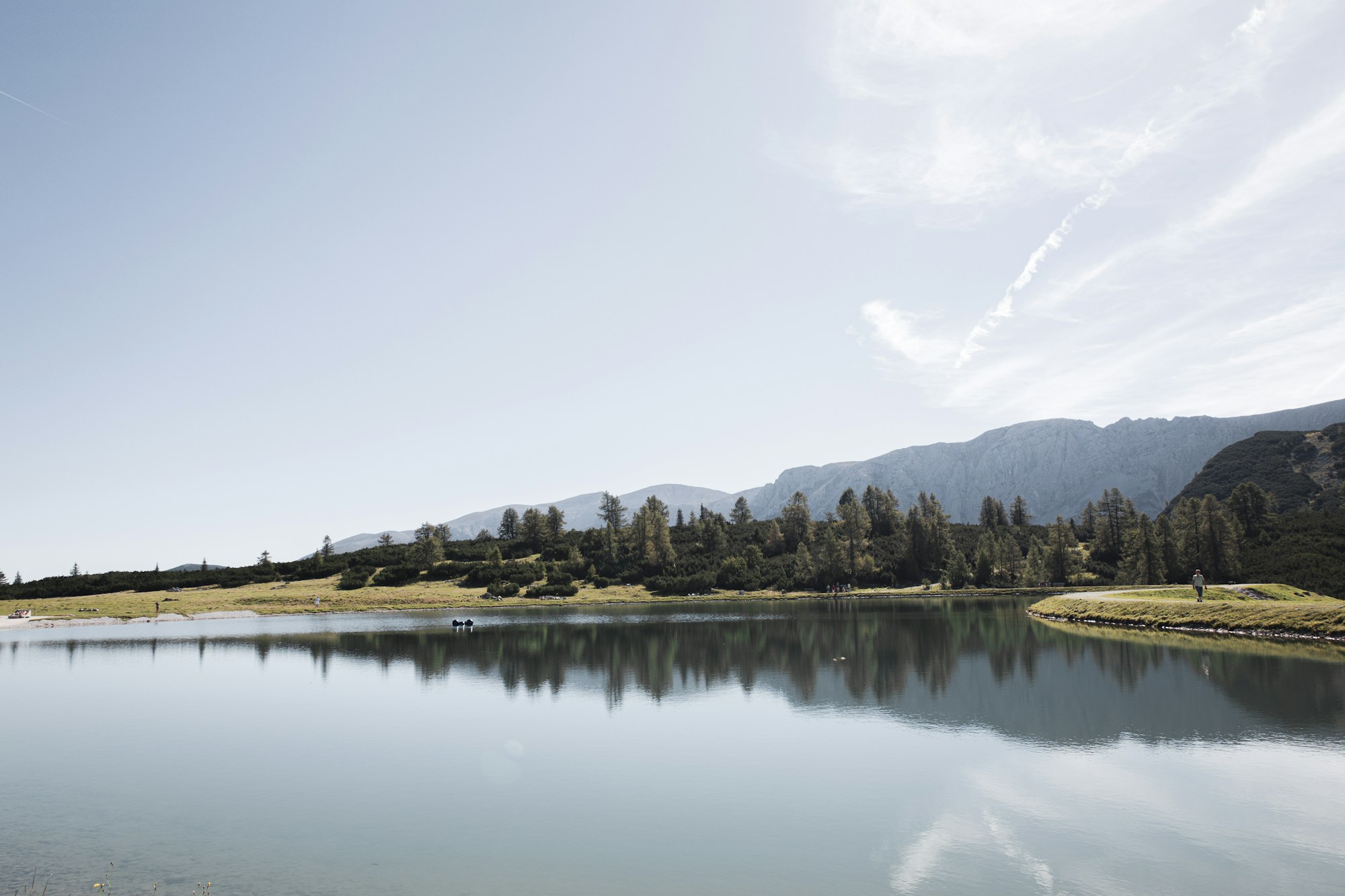 Lago e foreste delle Alpi austriache nei colori dell'autunno