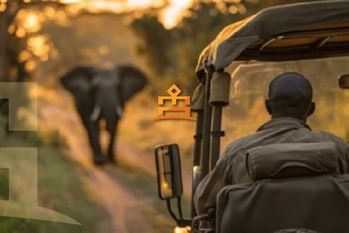 Leonessa nella savana del parco nazionale di Pilanesberg all'alba