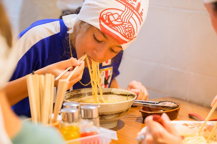 Ramen workshop at Kyoto's Ramen Factory, noodles kneaded and cut by hand