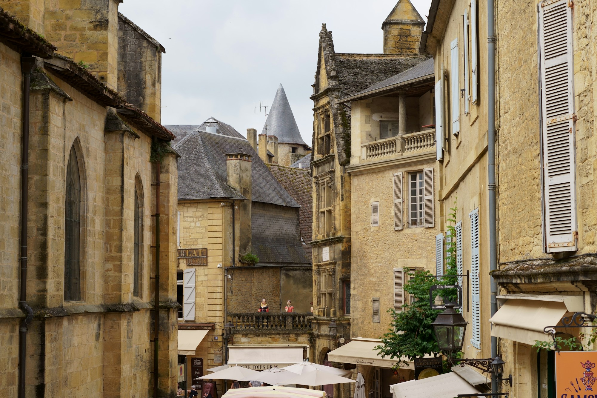 Medieval lane in Sarlat-la-Canéda in golden stone