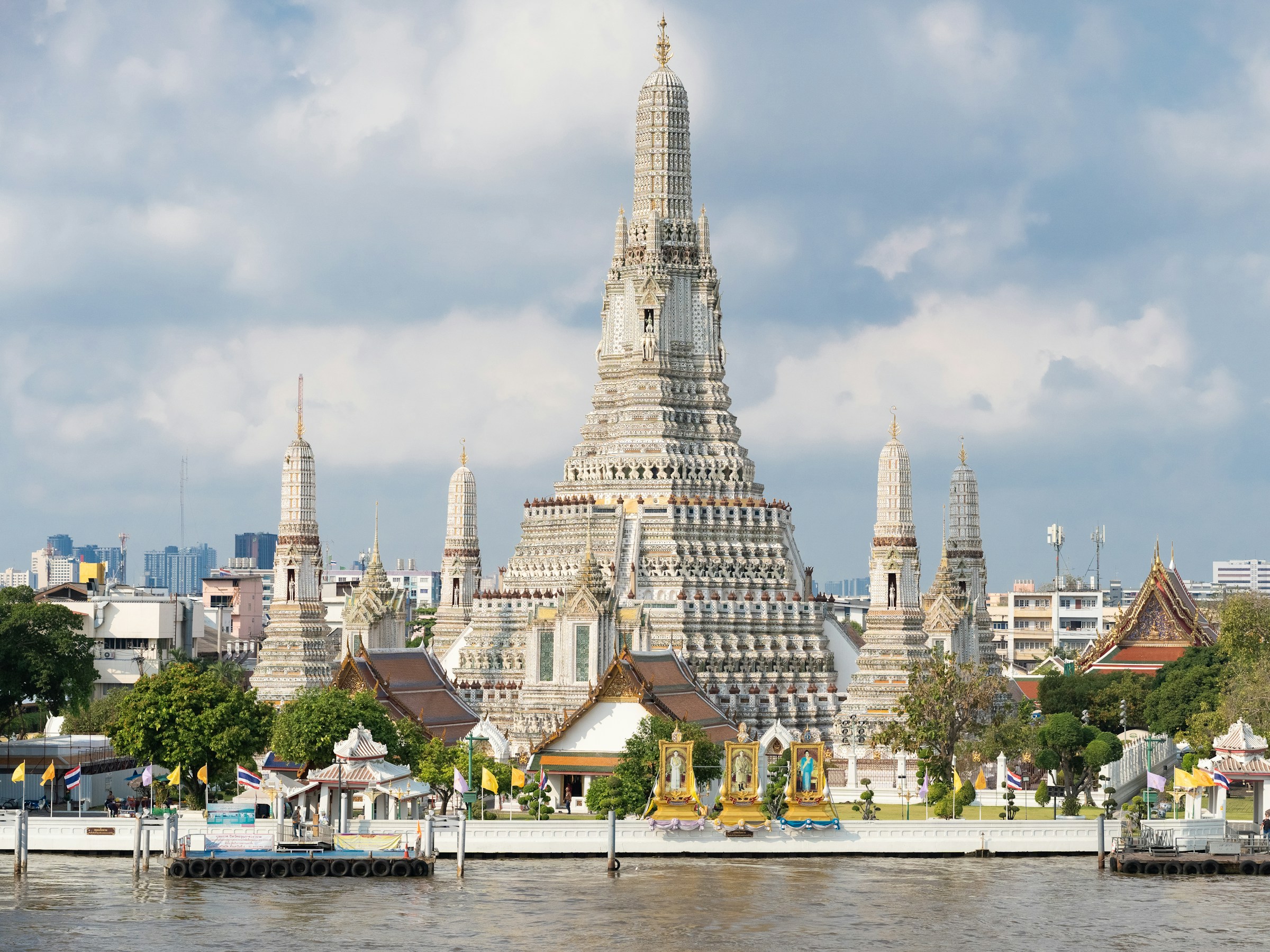 The Wat Arun temple on the bank of the Chao Phraya river in Bangkok