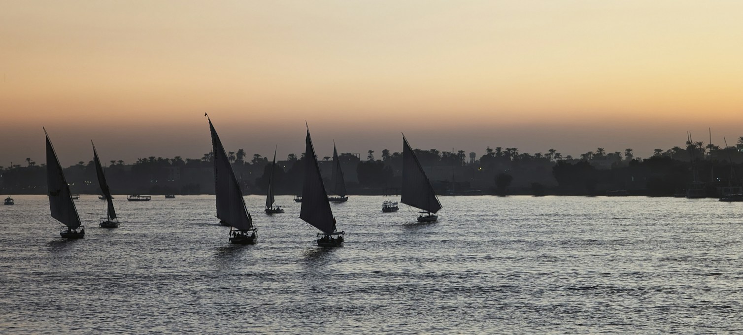 Felucca on the Nile in Luxor at the end of the day