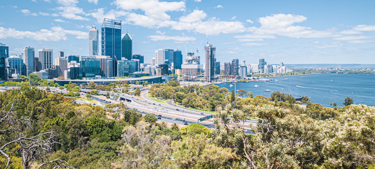 Vista su Perth e il fiume Swan da Kings Park