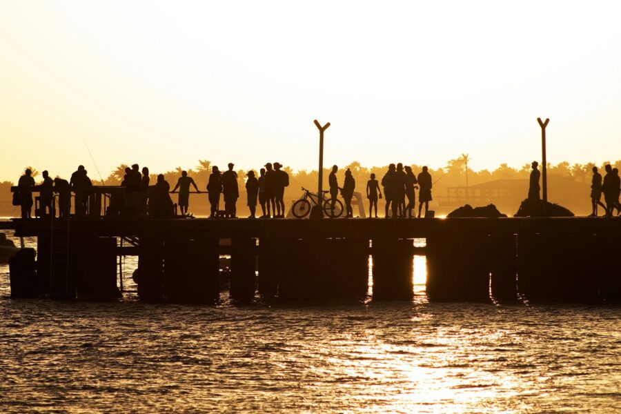 Le ponton de Santa Maria sur l'île de Sal, au Cap-Vert, au coucher du soleil