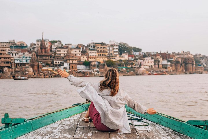 Varanasi ghats seen from the river during a three-day stay