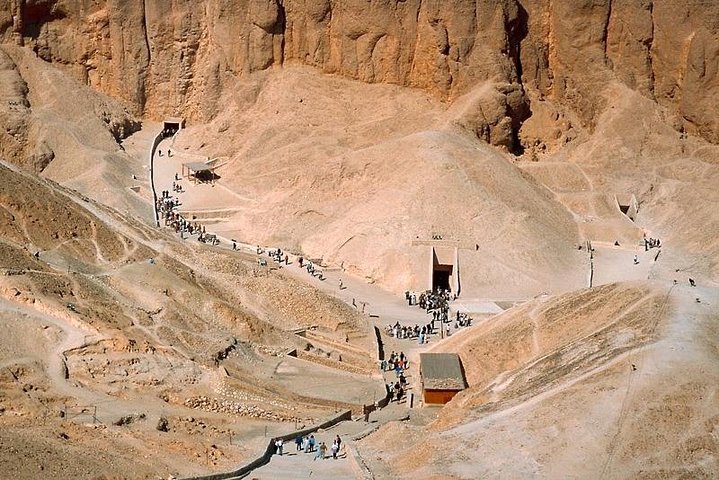 Hatshepsut's mortuary temple set against the Deir el-Bahari cliff in Luxor