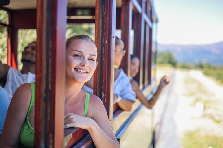 Tram del vino tra i vigneti di Franschhoek vicino a Città del Capo