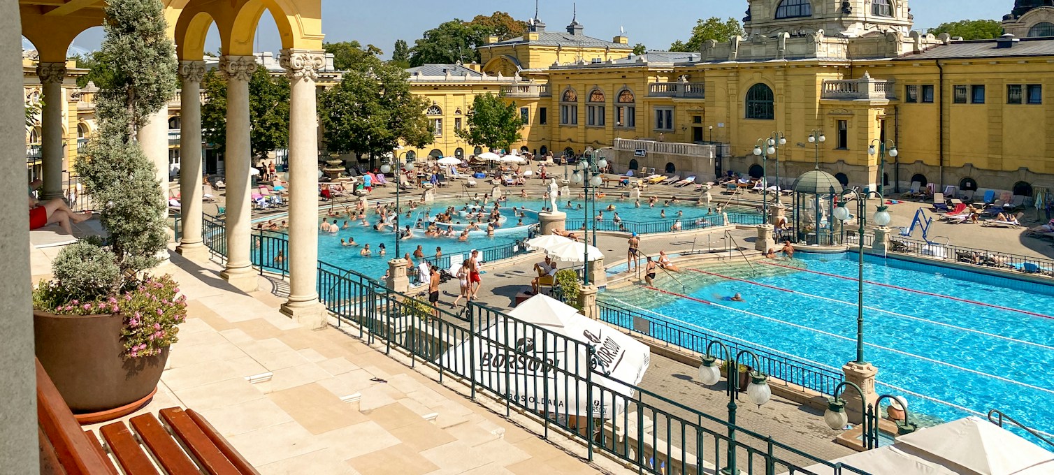 Outdoor pools of the Széchenyi bath in Budapest