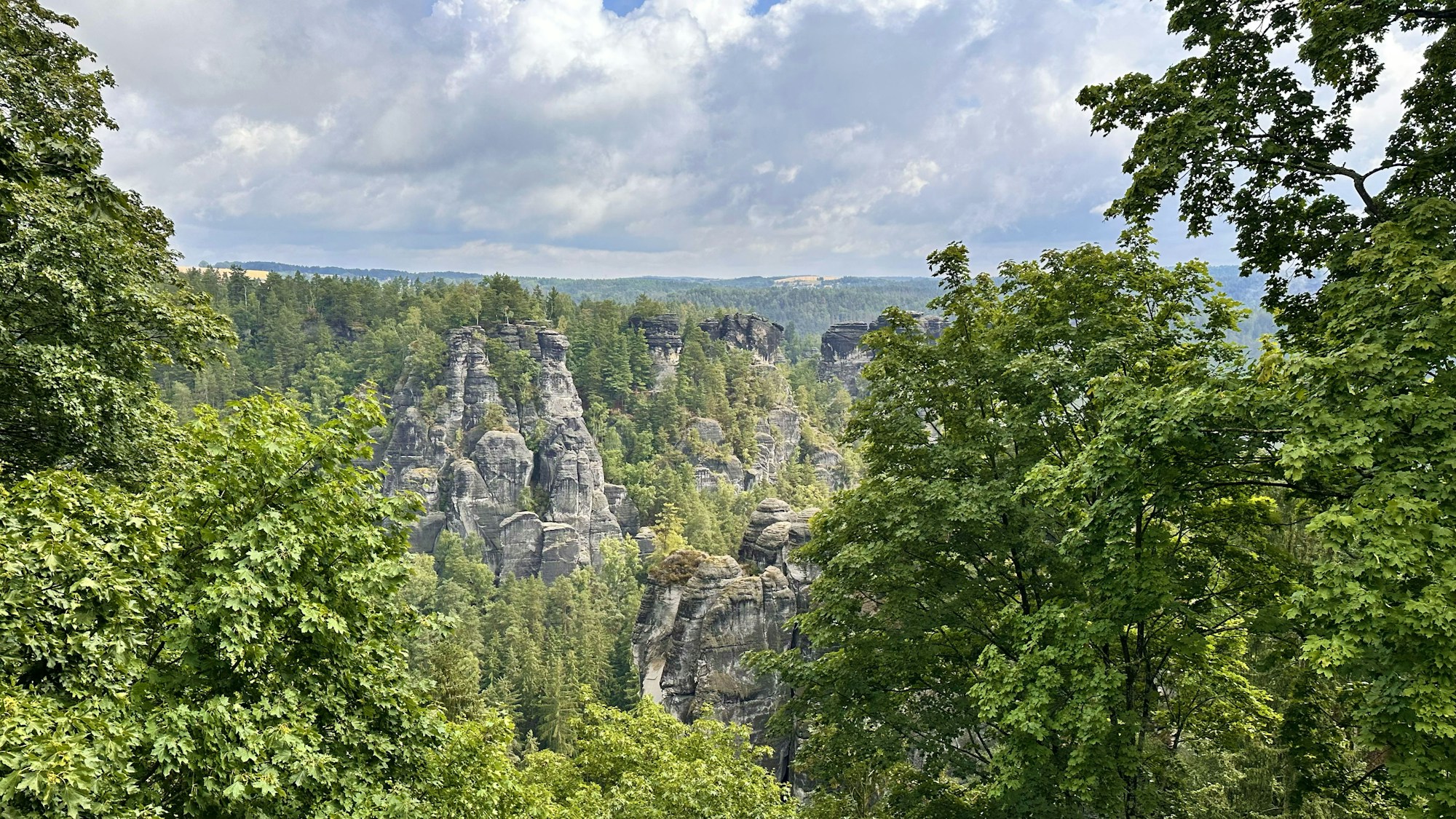 Tours rocheuses en grès dans un paysage forestier