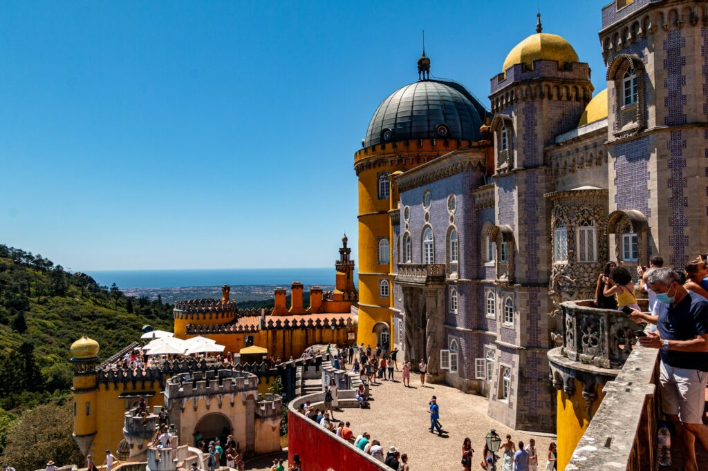 Pena National Palace in Sintra on its hilltop above the forest