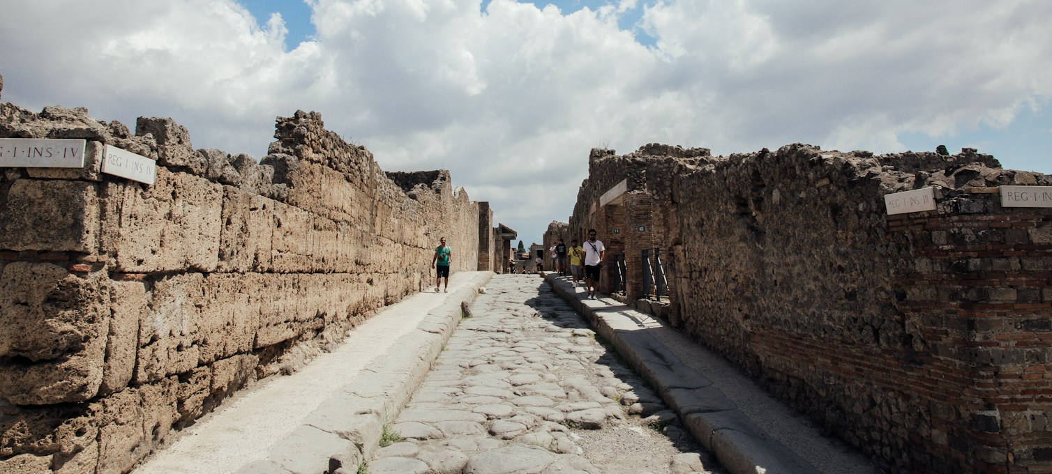 Ancient street in the ruins of Pompeii
