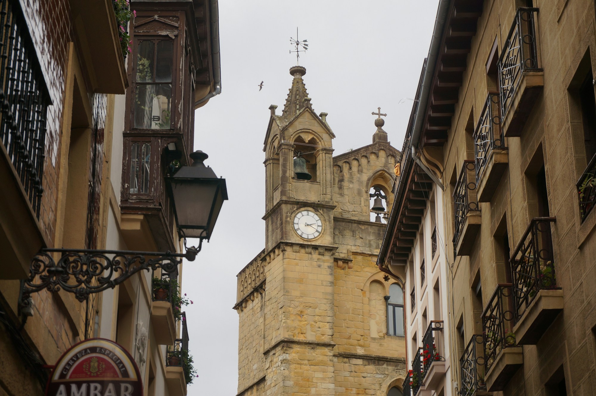 Narrow street in the historic centre of San Sebastián