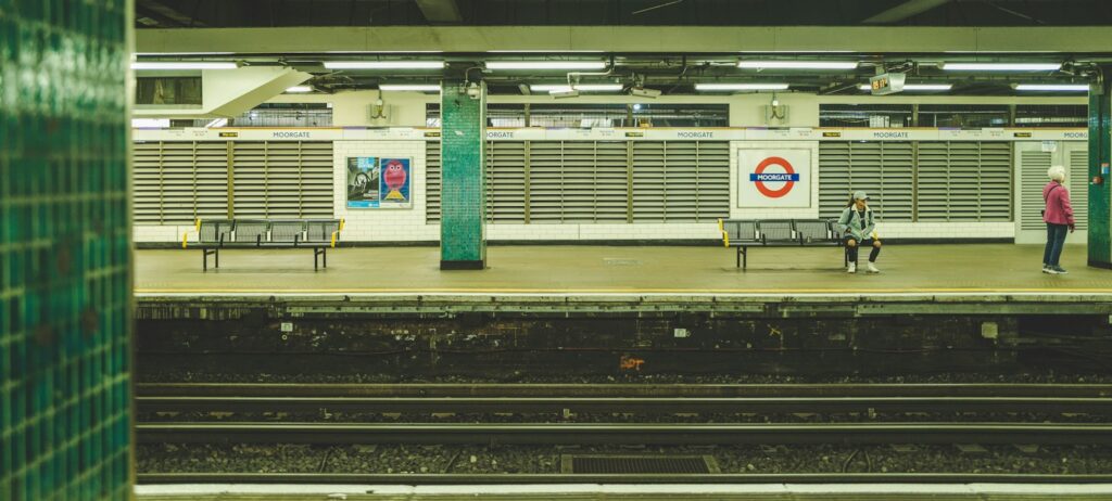 Train platform at a London station