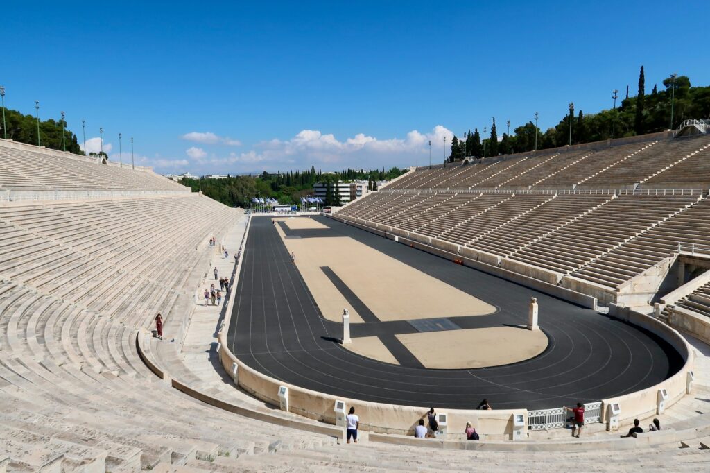 Stade Panathénaïque d'Athènes en marbre, arrivée du marathon