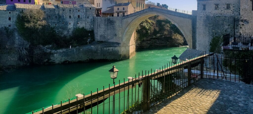 The Stari Most arch spanning the Neretva River in Mostar