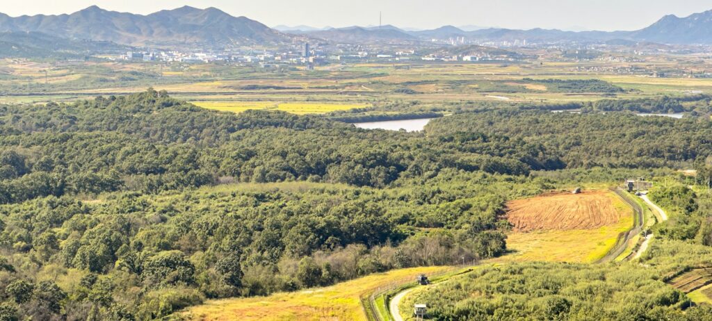 View across the Korean Demilitarized Zone toward North Korea from high ground
