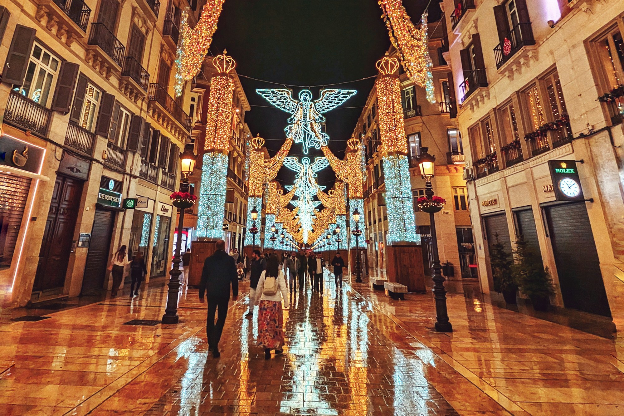 Calle Larios lit up for Christmas in Málaga, pedestrian street in the historic centre