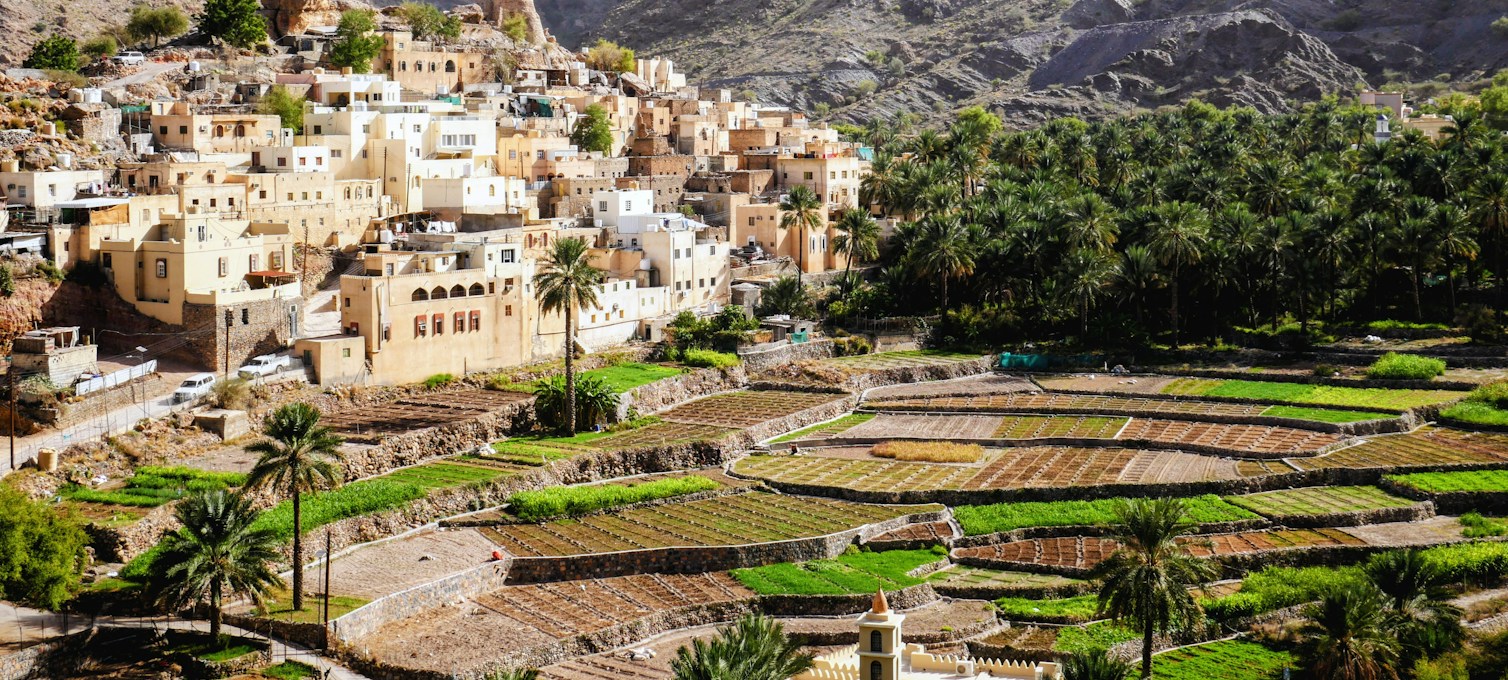 Terraced villages and orchards of Jebel Akhdar, in the Hajar mountains