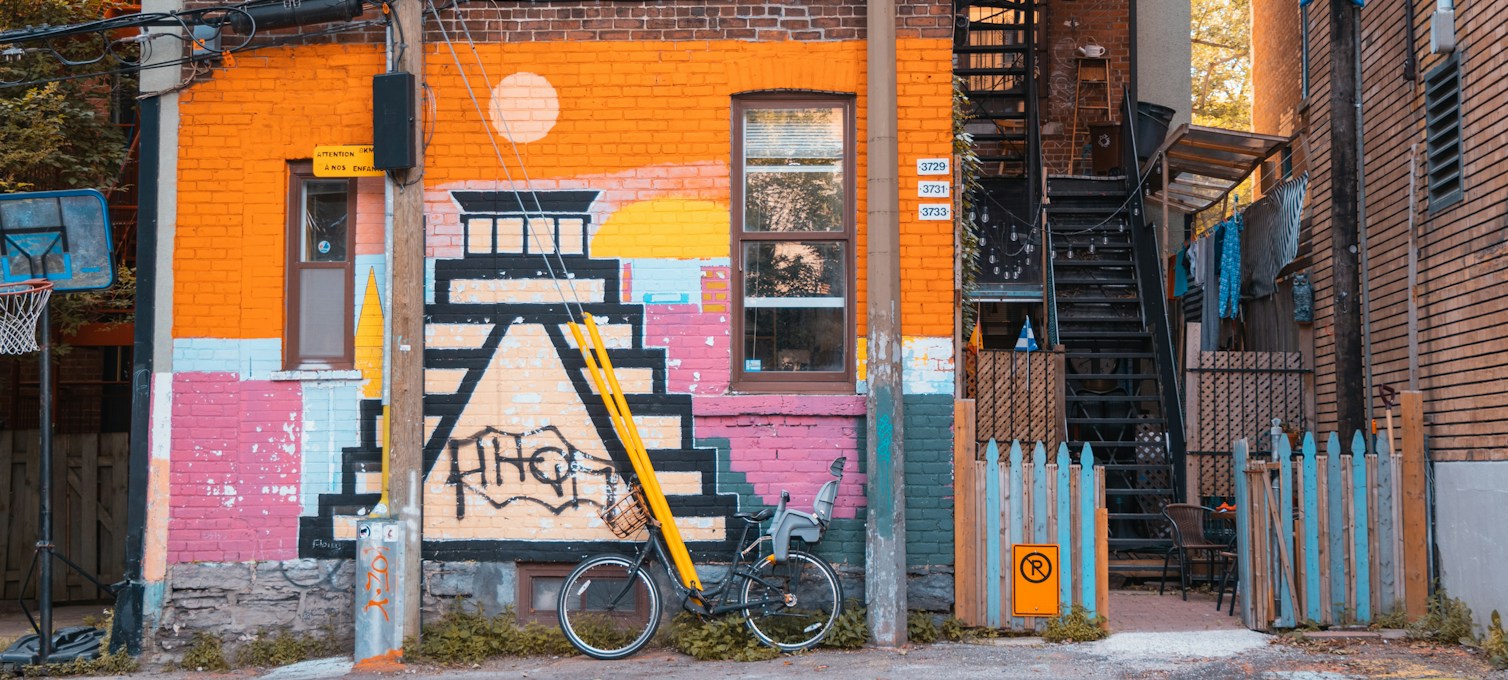 Painted wall on a street in the Plateau in Montreal