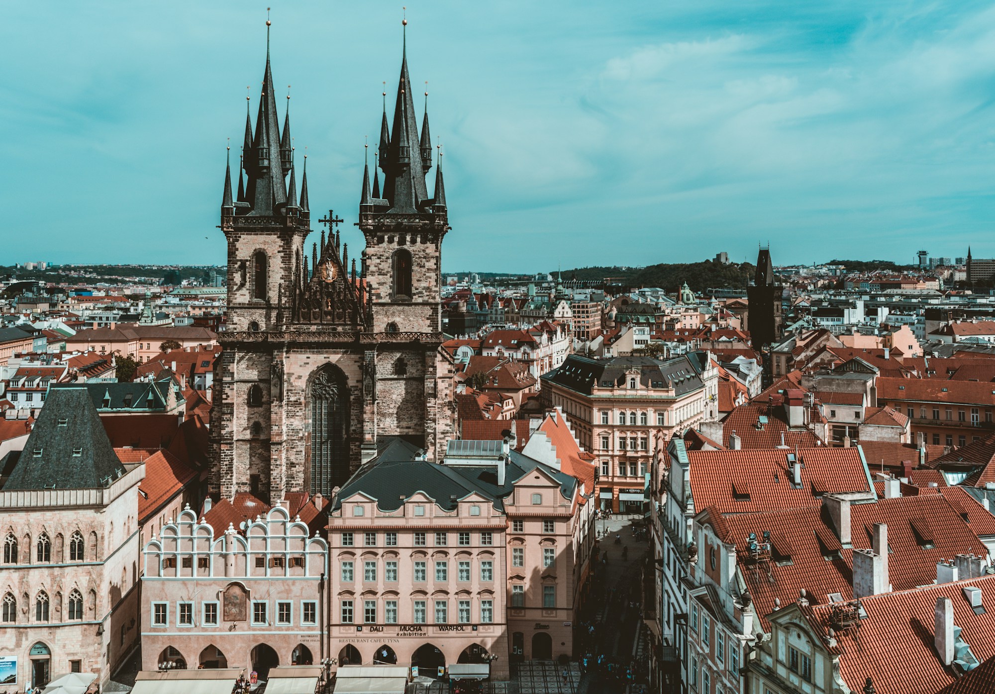 Prague Old Town Square and its astronomical clock with no Christmas market