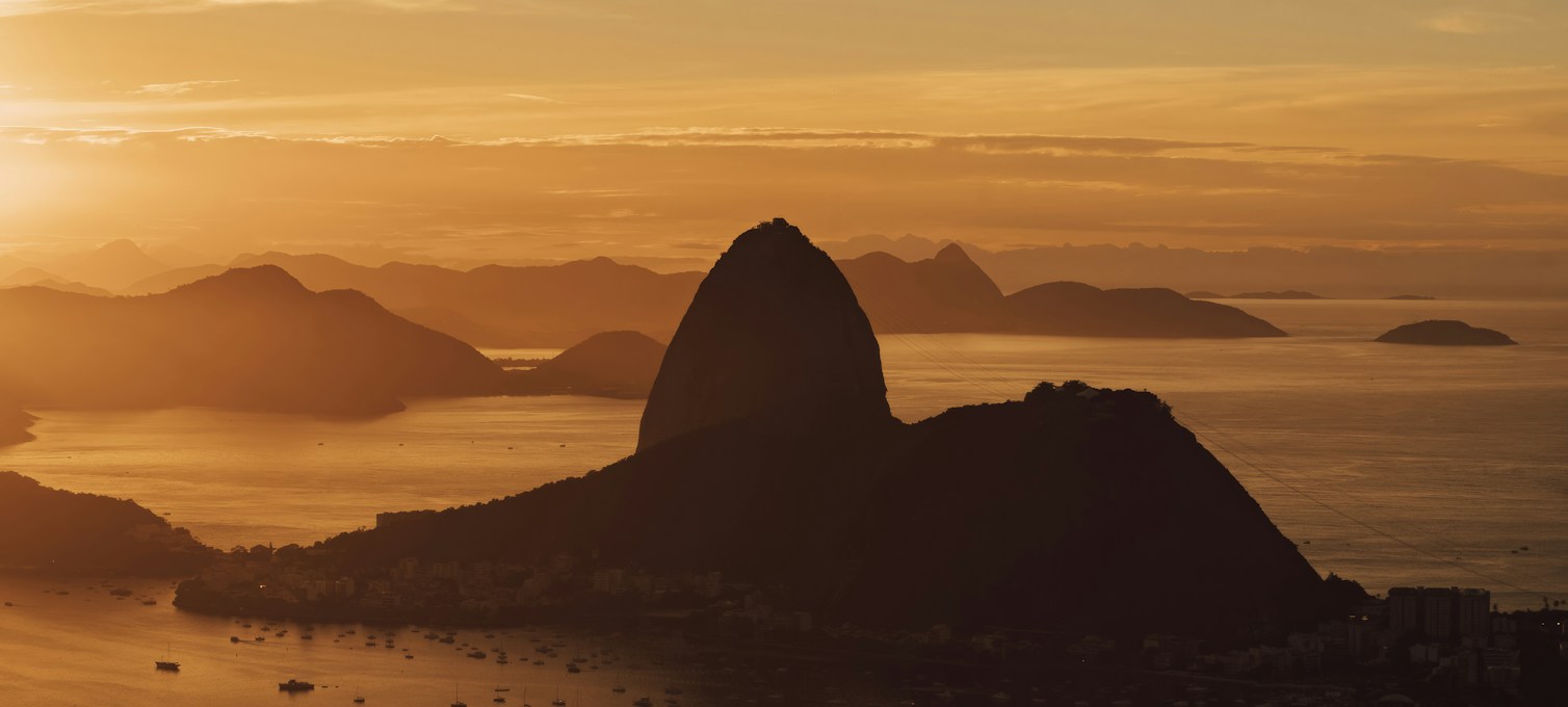 Bucht von Rio de Janeiro und Zuckerhut von oben