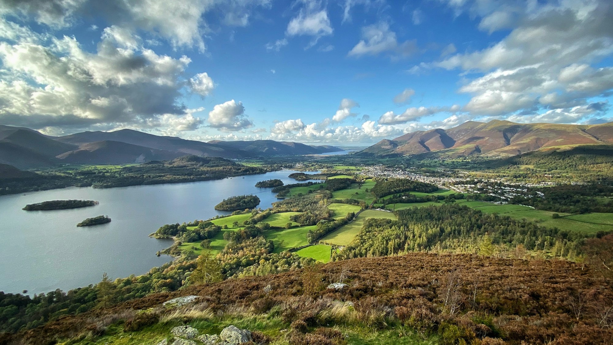 Lago rodeado de montañas del Lake District, cerca de Keswick