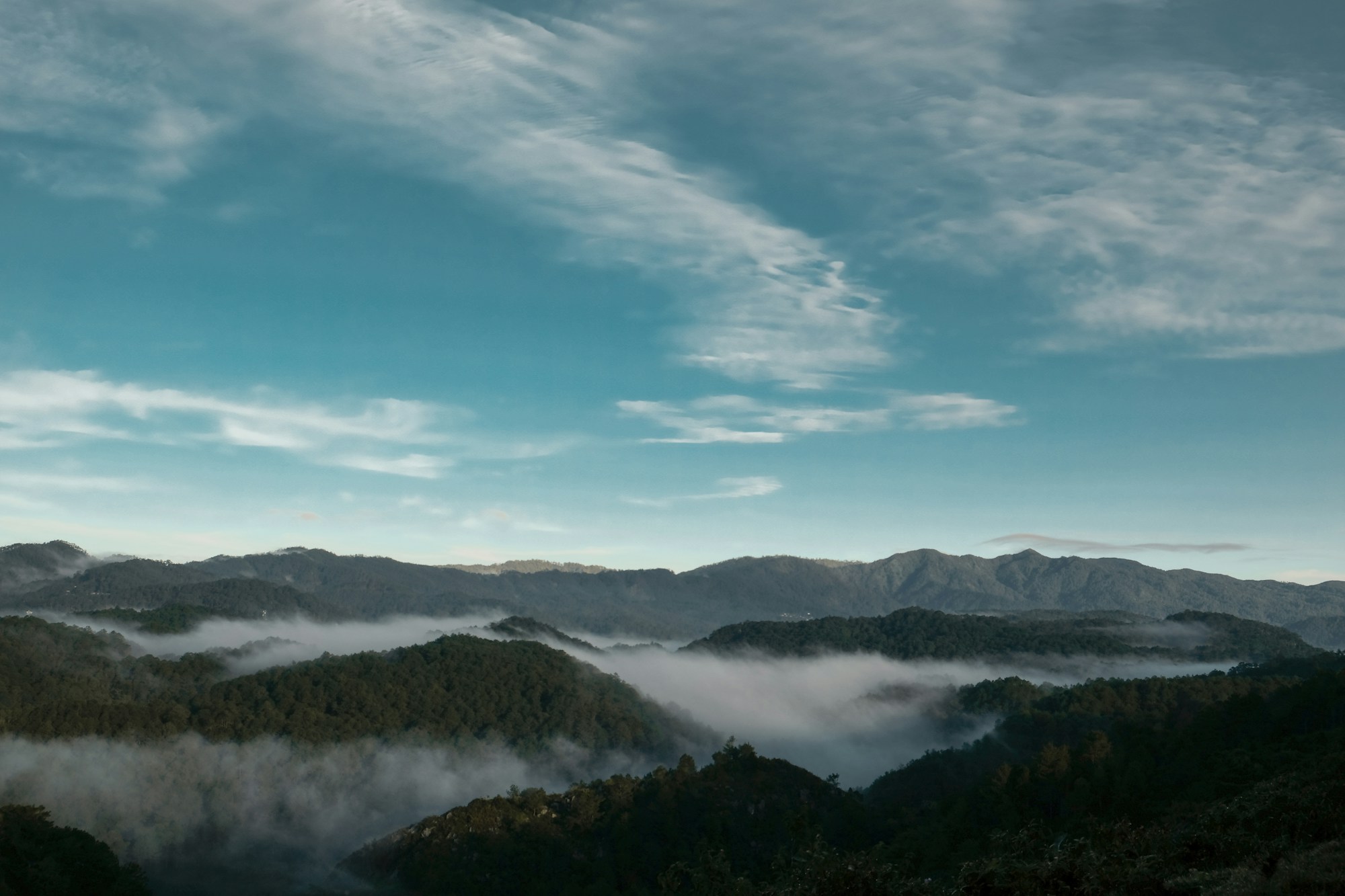 Grünes Tal, von Bergen umgeben, bei Sagada in der Cordillera im Norden von Luzon