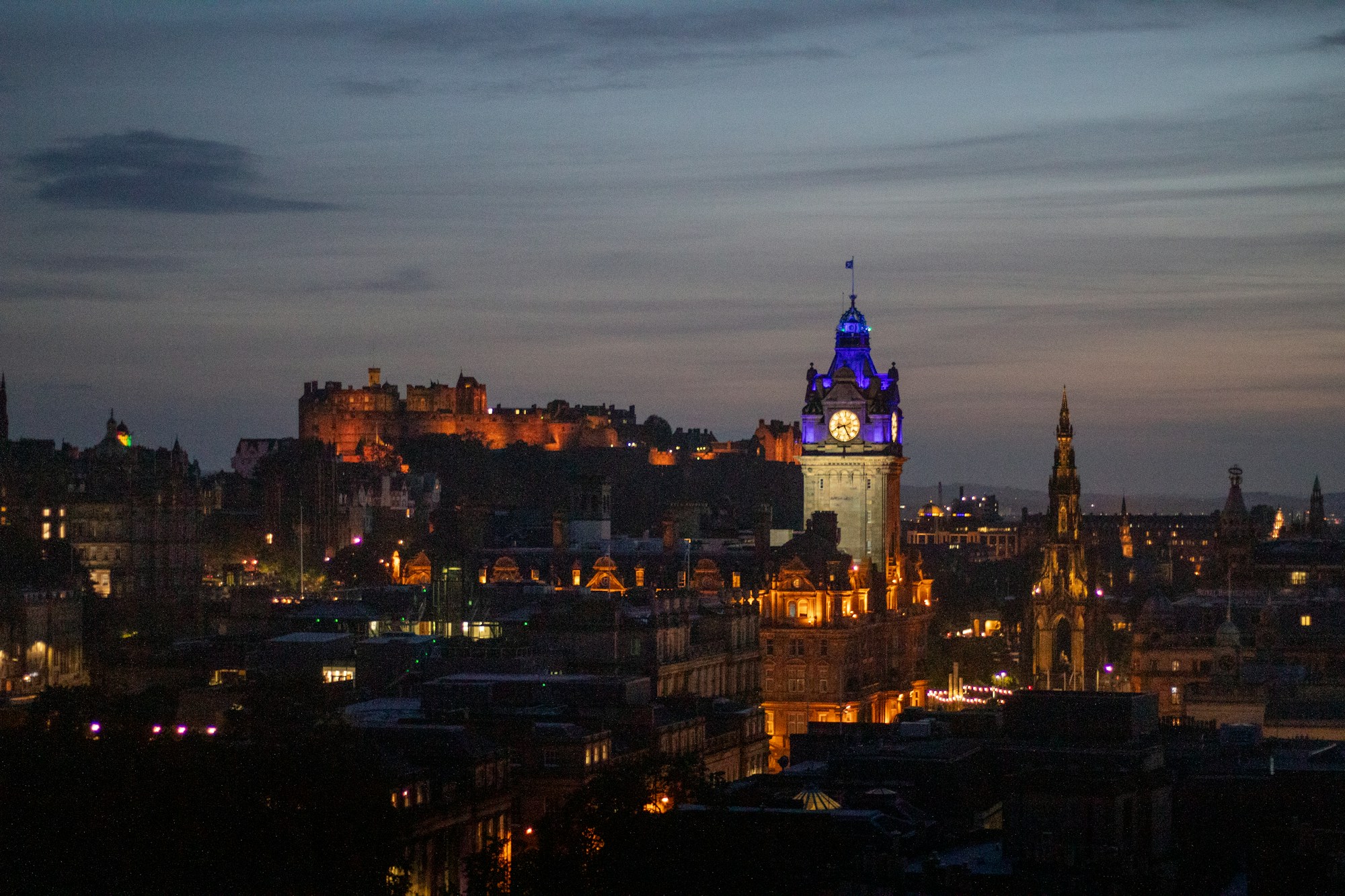 Edinburgh Castle and the Old Town at dusk