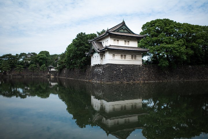 Walking group on a garden path near Tokyo's Imperial Palace