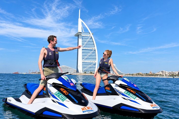 Jet ski on the water in front of the Burj Al Arab