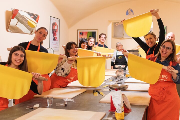 Tagliatelle hand-shaped on a kitchen worktop