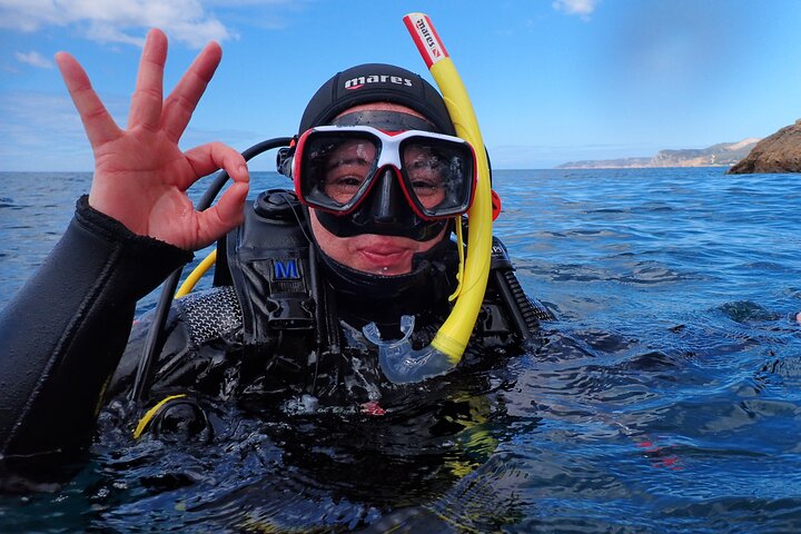 Diver at the surface off the coast of Sesimbra