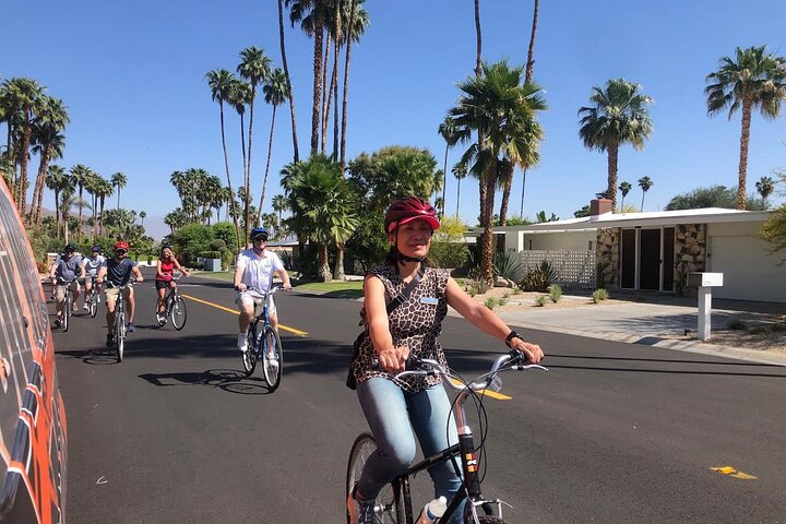 Cyclists riding through Palm Springs streets