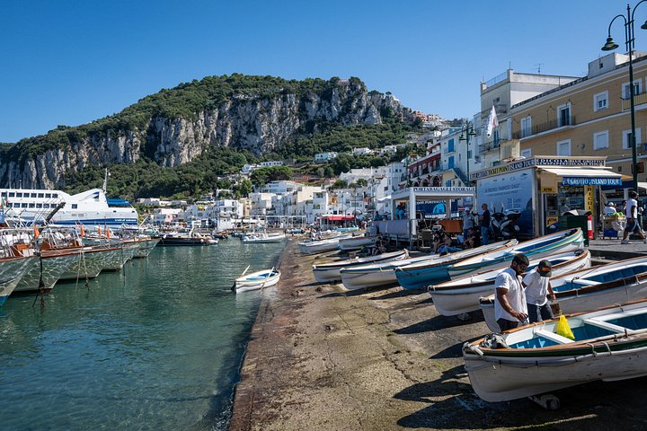 Blue Grotto boats on the Capri coast