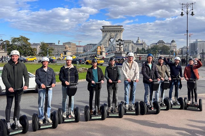 Visitors on Segways along the Danube in Budapest