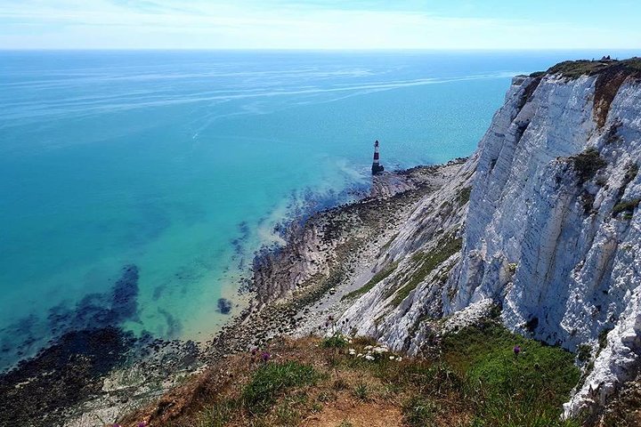 Chalk cliffs of the Seven Sisters above the sea